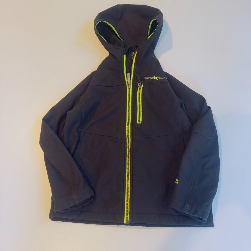 ZeroXposur Youth Small Insulated Waterproof Rain Jacket Green Black Reflective